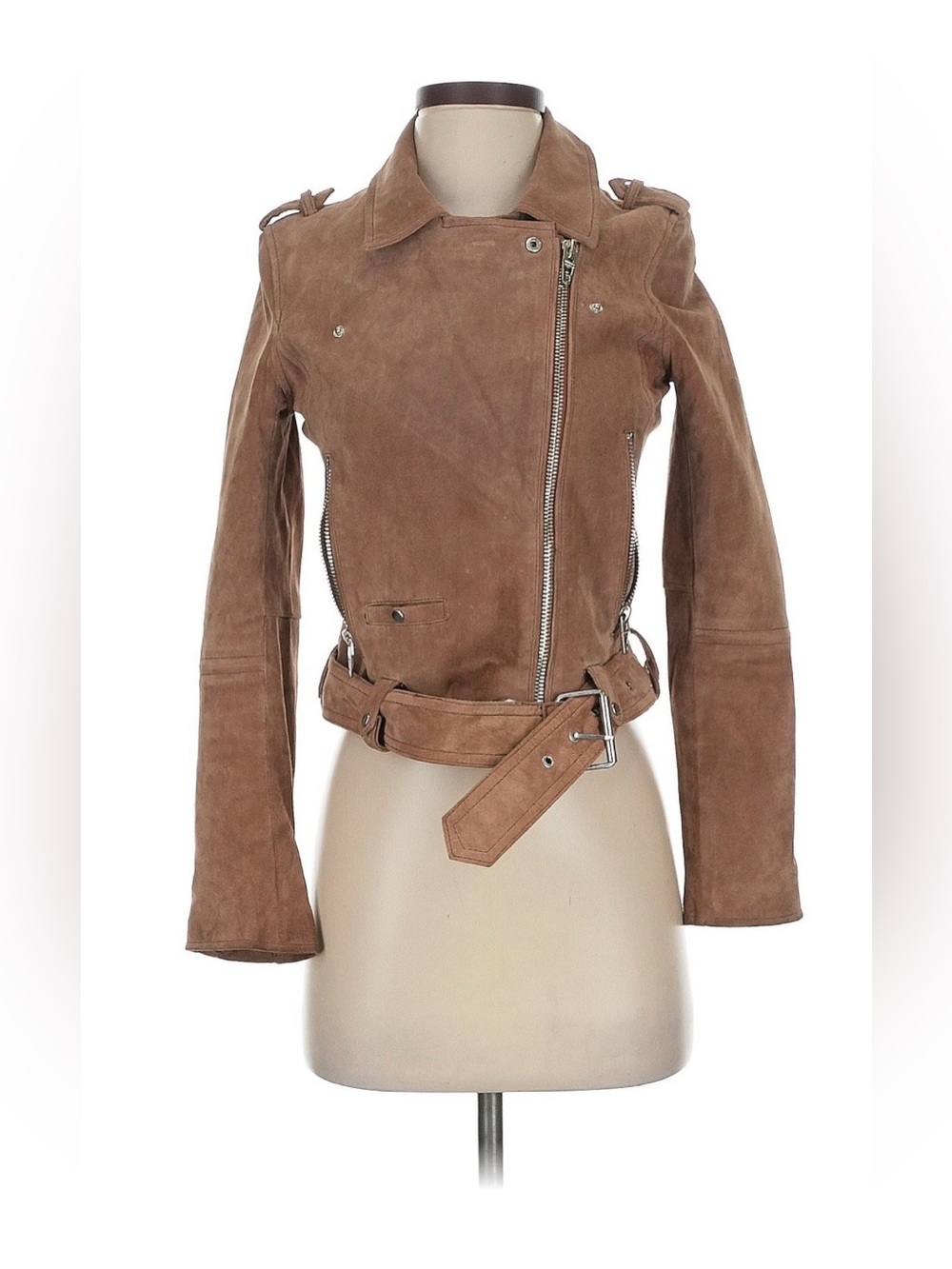 Suede Belted Moto Jacket
